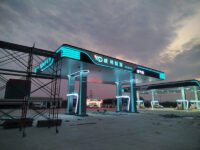 Gas station cornice billboard