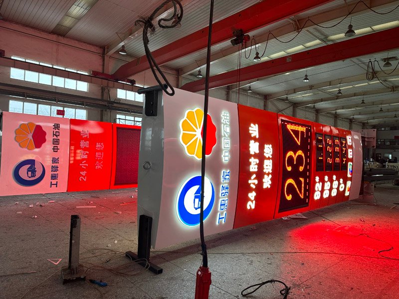 Gas station double-sided sign Gas station double-sided sign